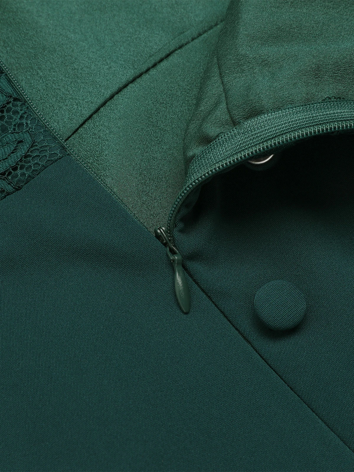 Dark Green 1960s Lace Off-shoulder Dress 7 Dark Green 1960s Lace Off-shoulder Dress - Image 7