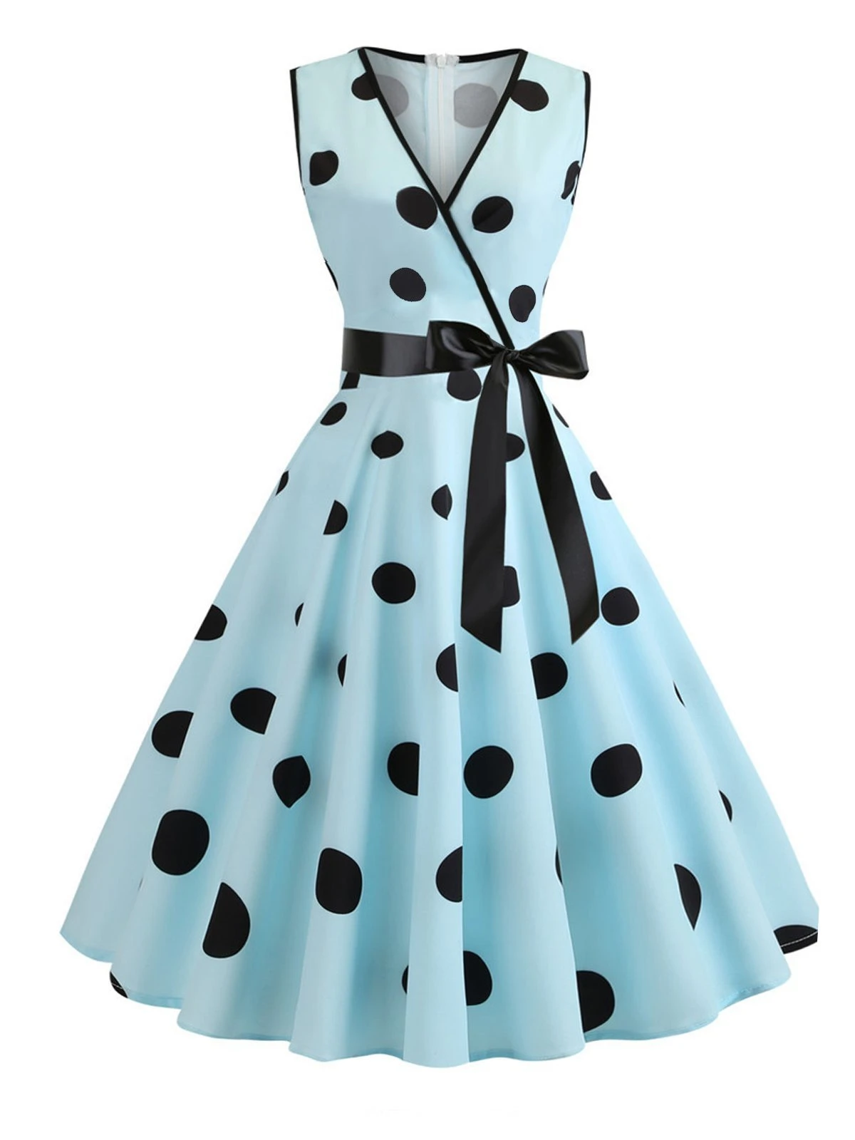 1950s Bow Polka Dot Swing Dress 1 1950s Bow Polka Dot Swing Dress