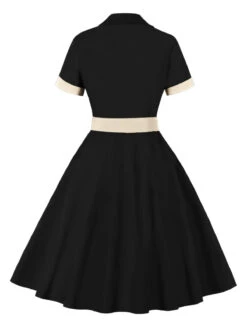 1950s Retro Contrast Short-Sleeved Lapel Dress 13 1950s Retro Contrast Short-Sleeved Lapel Dress -Candi Clothing Shop 7 473821e7 dd62 4f22 b8cc b9069a202691