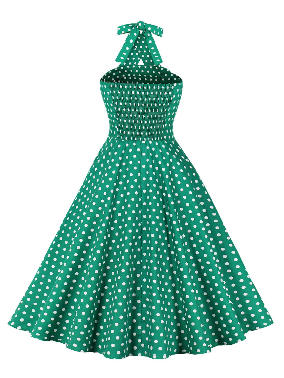 Blue 1950s Polka Dot Halter Dress 3 Blue 1950s Polka Dot Halter Dress - Image 3