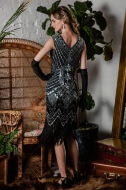 1920s Sequined Fringe Dress 17 1920s Sequined Fringe Dress -Candi Clothing Shop ALEX6109
