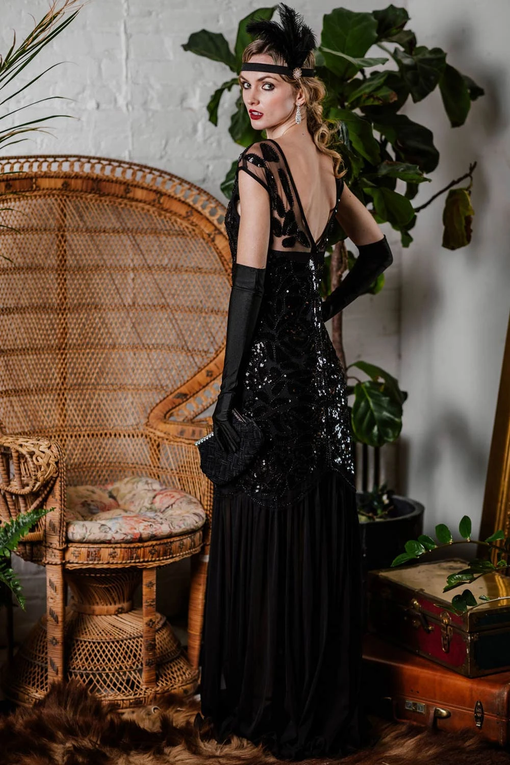 Black 1920s Sequin Maxi Flapper Dress 3 Black 1920s Sequin Maxi Flapper Dress - Image 3