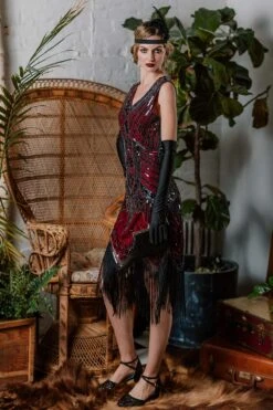 [US Warehouse] 1920s Sequined Fringe Dress -Candi Clothing Shop ALEX6298