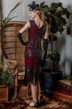[US Warehouse] 1920s Sequined Fringe Dress -Candi Clothing Shop ALEX6302