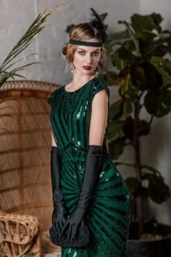 Green 1920s Sequin Art Deco Maxi Dress 12 Green 1920s Sequin Art Deco Maxi Dress -Candi Clothing Shop ALEX6346