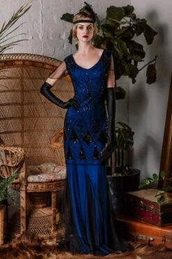 [US Warehouse] 1920s Sequined Maxi Flapper Dress -Candi Clothing Shop ALEX6383 1