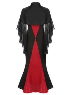 2PCS 1930s Halloween Fishtail Dress & Sheer Coat 12 2PCS 1930s Halloween Fishtail Dress & Sheer Coat -Candi Clothing Shop CBH180745 5