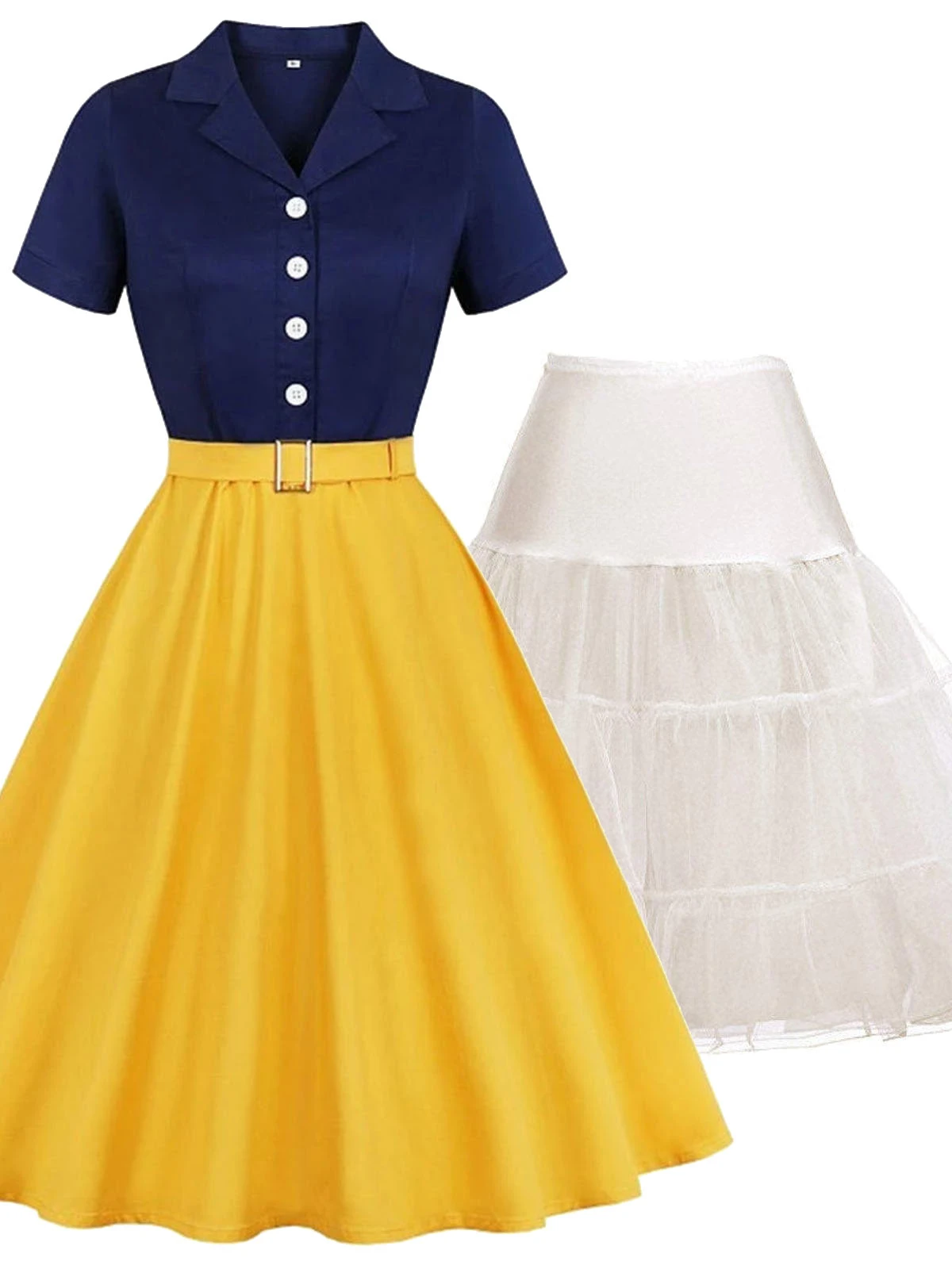 2PCS Snow White 1950s Dress & White Petticoat 1 2PCS Snow White 1950s Dress & White Petticoat