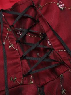 Wine Red 1950s Mesh Hi-Lo Back Lace Up Dress 9 Wine Red 1950s Mesh Hi-Lo Back Lace Up Dress -Candi Clothing Shop IMG 7581