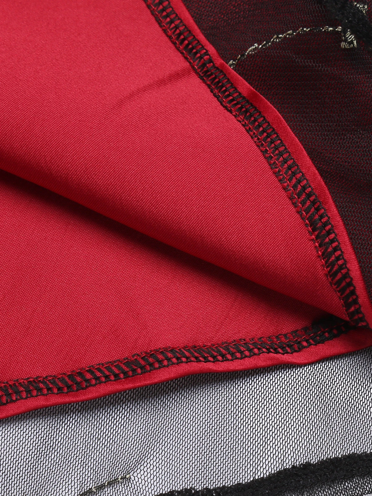 Wine Red 1950s Mesh Hi-Lo Back Lace Up Dress 6 Wine Red 1950s Mesh Hi-Lo Back Lace Up Dress - Image 6