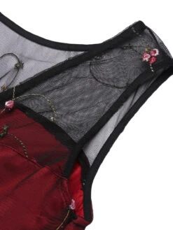 Wine Red 1950s Mesh Hi-Lo Back Lace Up Dress 8 Wine Red 1950s Mesh Hi-Lo Back Lace Up Dress -Candi Clothing Shop IMG 7585