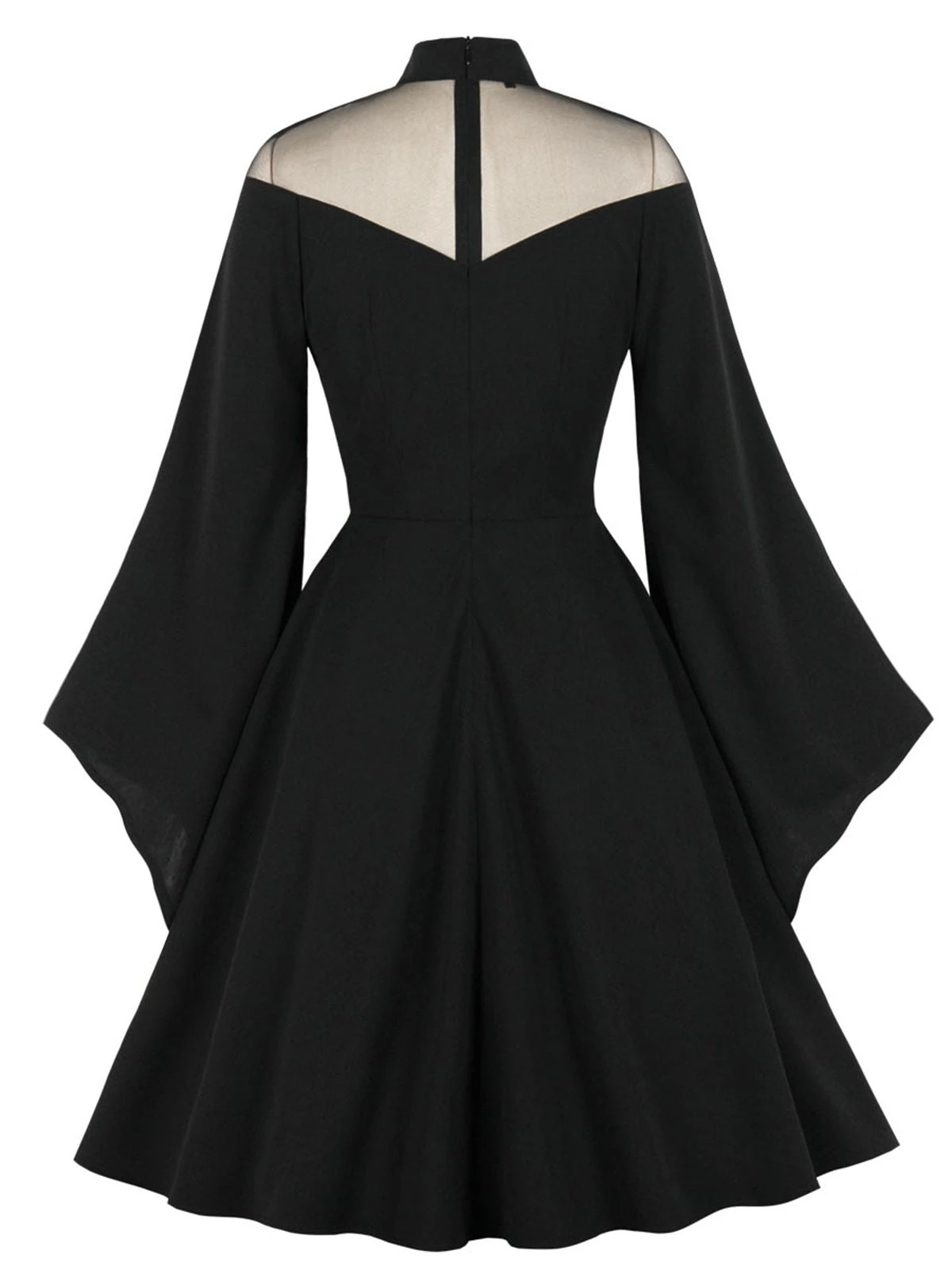 1950s Angel Sleeve Solid Swing Dress 2 1950s Angel Sleeve Solid Swing Dress - Image 2