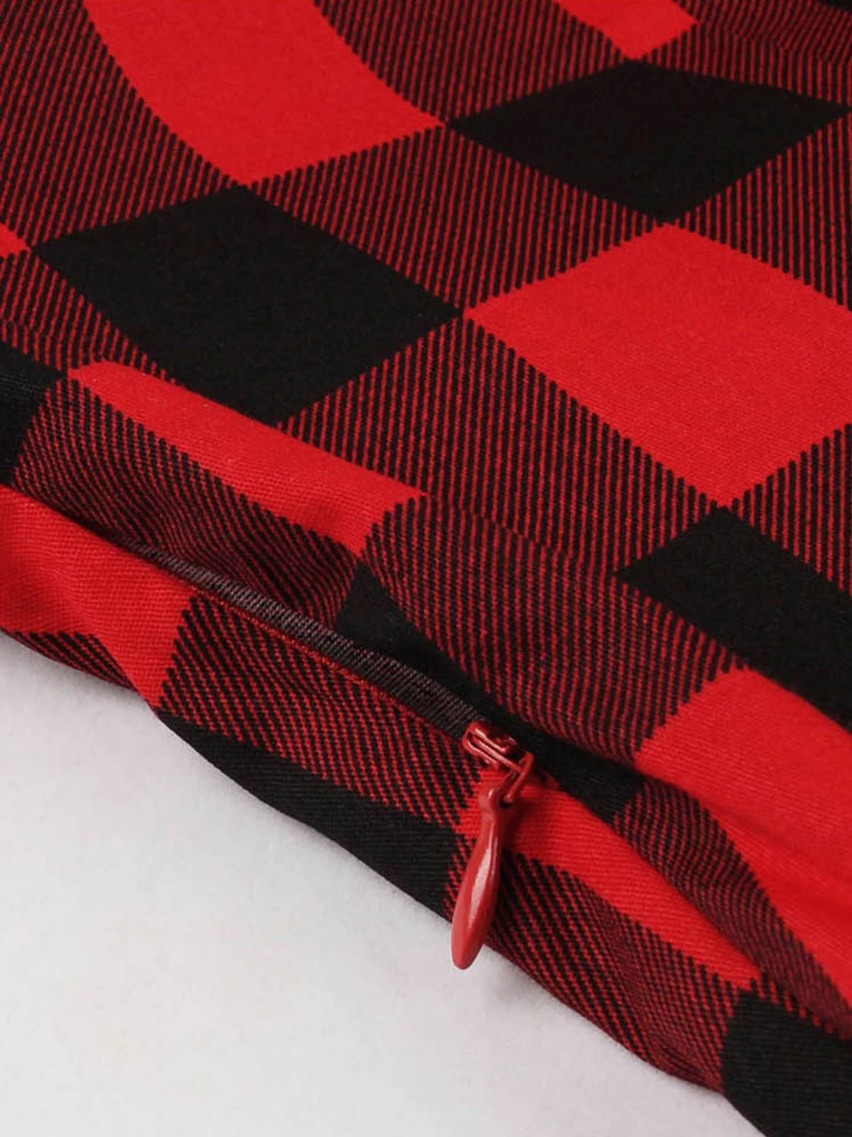 Red 1950s Plaid Bowknot Swing Dress 3 Red 1950s Plaid Bowknot Swing Dress - Image 3