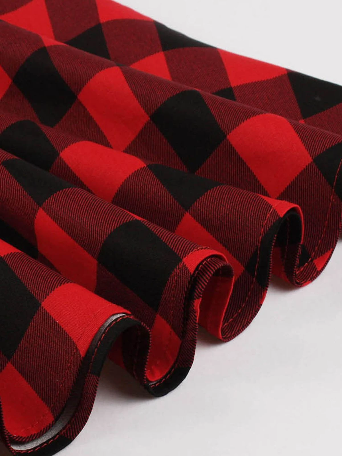 Red 1950s Plaid Bowknot Swing Dress 4 Red 1950s Plaid Bowknot Swing Dress - Image 4