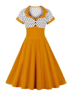1950s Polka Dot Patchwork Swing Dress 18 1950s Polka Dot Patchwork Swing Dress -Candi Clothing Shop O1 7f464d6b 294e 47a6 86c8 601ab03d0812
