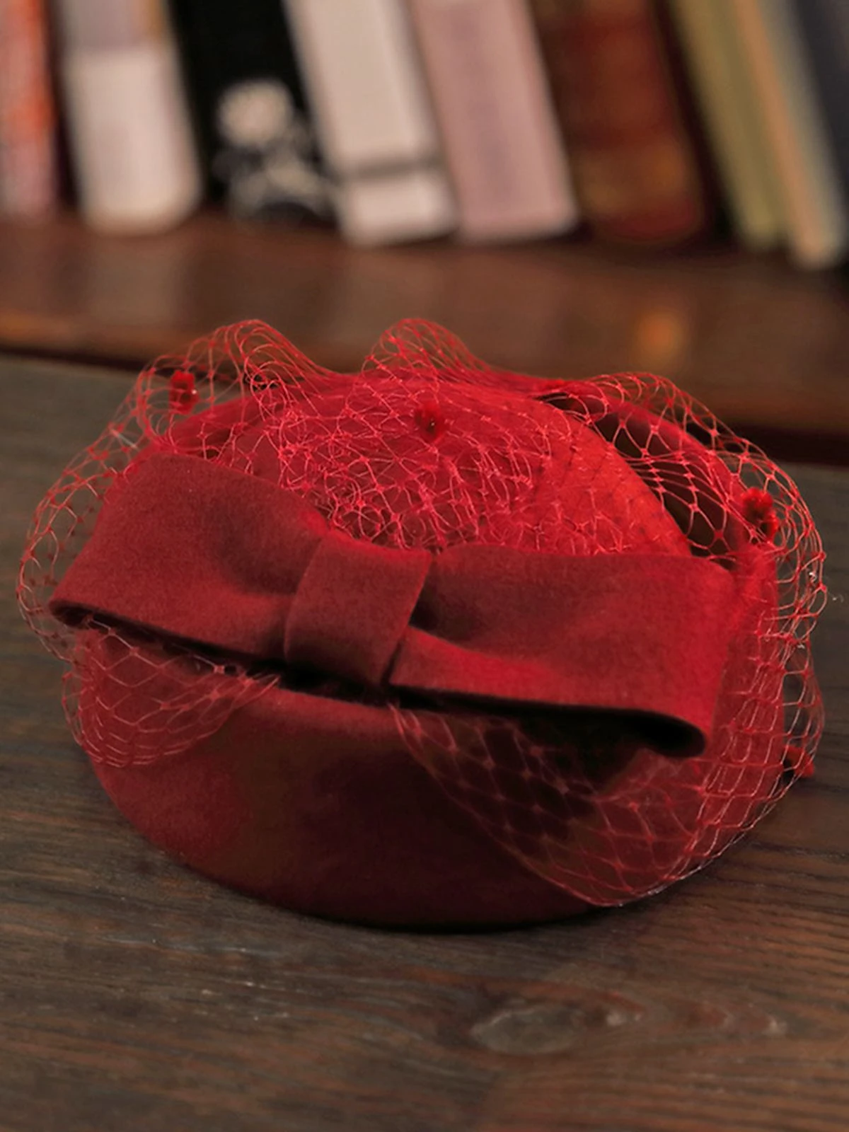 Retro Bow Mesh Wooled Dress Hat 2 Retro Bow Mesh Wooled Dress Hat - Image 2