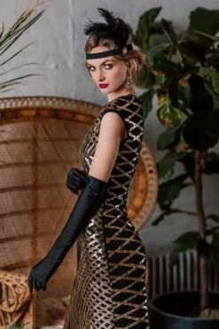 [US Warehouse] Gold 1920s Sequin Maxi Dress -Candi Clothing Shop SCH000309 GO 1
