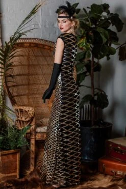 [US Warehouse] Gold 1920s Sequin Maxi Dress -Candi Clothing Shop SCH000309 GO 3