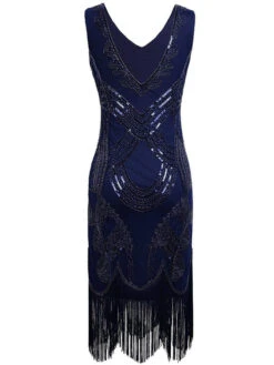 Blue 1920s Sequin Flapper Dress -Candi Clothing Shop SCH000316 BL 3