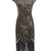 [US Warehouse] Gold 1920s Sequin Beaded Fringed Dress