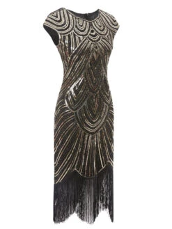[US Warehouse] Gold 1920s Sequin Beaded Fringed Dress -Candi Clothing Shop SCH000323 GO 2