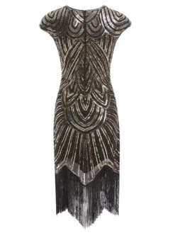 [US Warehouse] Gold 1920s Sequin Beaded Fringed Dress -Candi Clothing Shop SCH000323 GO 3