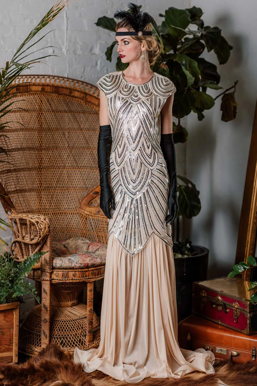 1920s Embroidery Sequin Maxi Dress 4 1920s Embroidery Sequin Maxi Dress - Image 4