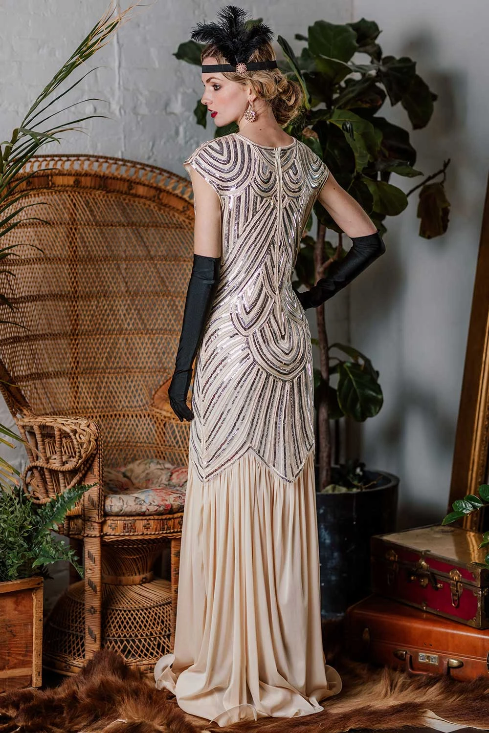1920s Embroidery Sequin Maxi Dress 5 1920s Embroidery Sequin Maxi Dress - Image 5