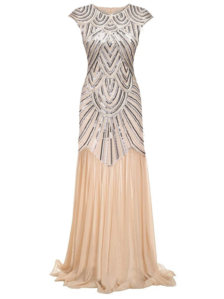 1920s Embroidery Sequin Maxi Dress 1 1920s Embroidery Sequin Maxi Dress