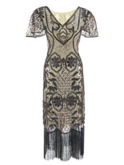 1920s Floral Tassel Sequined Dress -Candi Clothing Shop SCH000385 AP 4