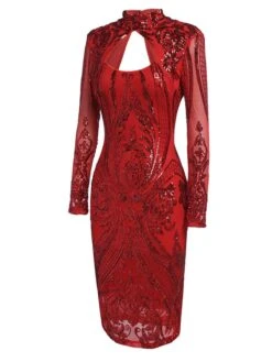 [US Warehouse] Red 1920s Sequined Keyhole Dress -Candi Clothing Shop SCH000398 3 13110e4d 6ce2 4bef 917c 6266ab574a0e