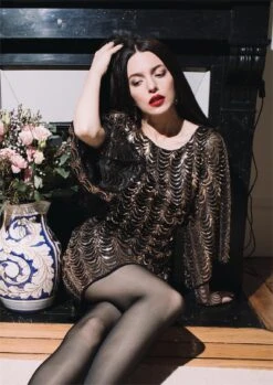 [US Warehouse] Gold 1920s Sequined Flare Sleeve Dress -Candi Clothing Shop SCH000399 GO 2 b18dd9b0 b8db 4b0a ae82 a6ee451ea603