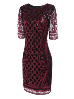 [US Warehouse] Wine Red 1920s Sequined Embellished Dress -Candi Clothing Shop SCH000400 3 9d09c6e7 bc27 4e0c b5f3 43c07daa6d2f
