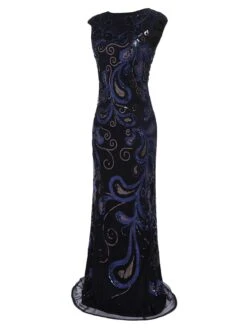 [US Warehouse] Dark Blue 1920s Sequined Maxi Dress -Candi Clothing Shop SCH000405 3 192c92f0 df11 4c6b a4f1 23364f6a920b