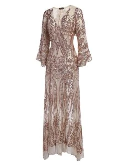 [US Warehouse] Apricot 1920s Sequined Maxi Cover-ups Dress -Candi Clothing Shop SCH000408 3 737f4e3f 3161 4c67 aaf1 9283fabaf6ff