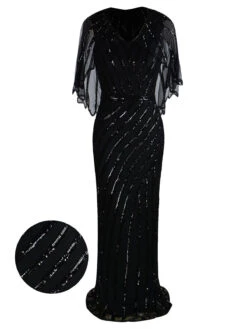 1920s Mesh Sequined Cape Maxi Dress -Candi Clothing Shop SCH000412 B 2 9b654ad2 de4c 4301 90ec 51b6a400570a