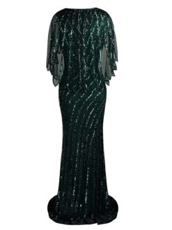 1920s Mesh Sequined Cape Maxi Dress -Candi Clothing Shop SCH000412 DG 4 a19c2ed8 73d8 4681 9221 1af3e90f4fee