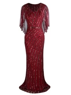 1920s Mesh Sequined Cape Maxi Dress -Candi Clothing Shop SCH000412 WR 1 400286f8 6615 4409 b98d 4fccc4434c6a