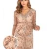 [US Warehouse] Pink 1920s Sequined Long Sleeve Dress