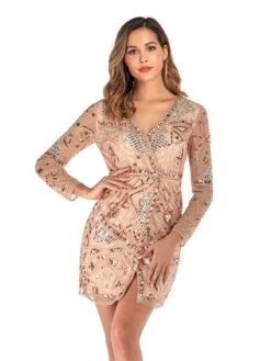 [US Warehouse] Pink 1920s Sequined Long Sleeve Dress -Candi Clothing Shop SCH000427 PP 4 d36cfdd6 0b20 43d1 8b19 527f1a1c2edd