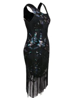 1920s Sequined TasselAsymmetrical Dress 6 1920s Sequined TasselAsymmetrical Dress -Candi Clothing Shop SCH000430 BL 3