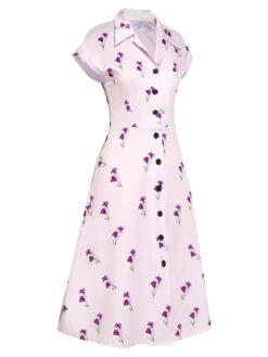 Purple 1940s Petunia Lapel Dress -Candi Clothing Shop SCH000543 2