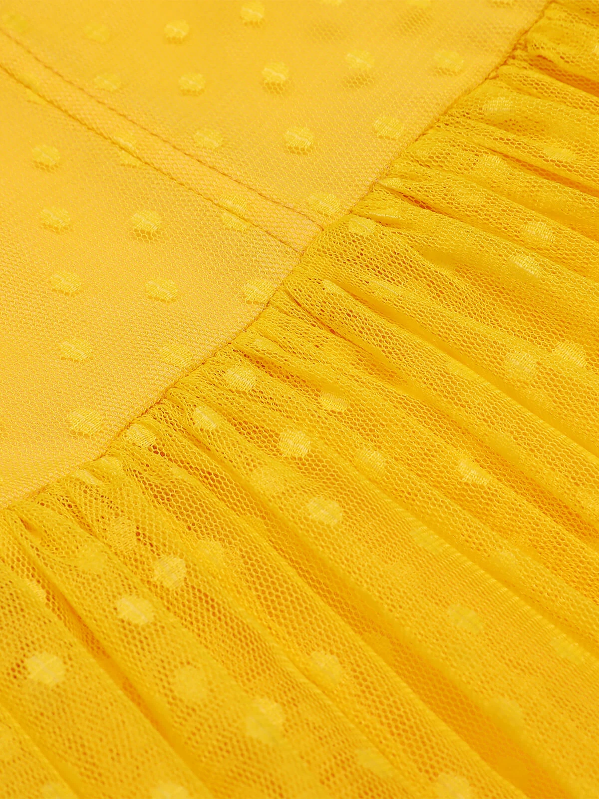 Yellow 1950s Dots Off-Shoulder Mesh Swing Dress 7 Yellow 1950s Dots Off-Shoulder Mesh Swing Dress - Image 7