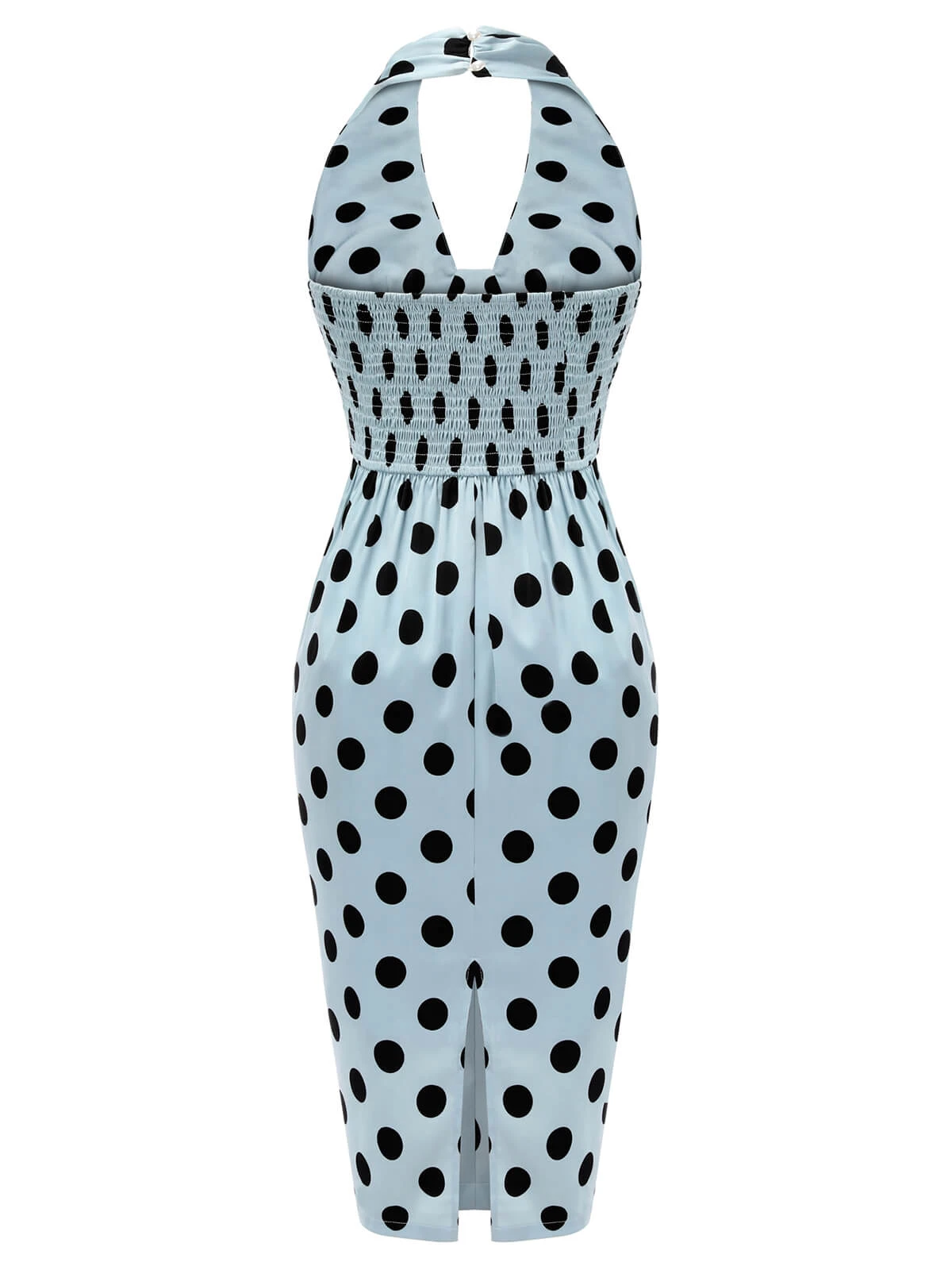 Blue 1960s Polks Dots Pencil Dress 4 Blue 1960s Polks Dots Pencil Dress - Image 4