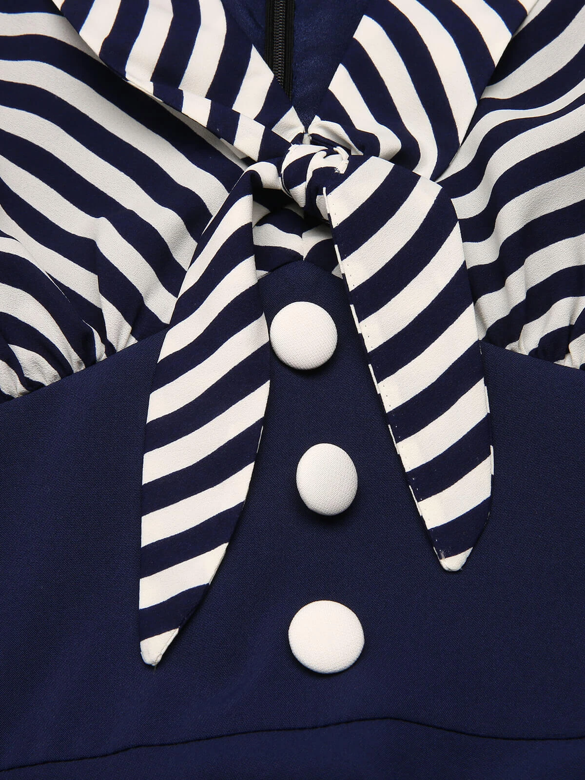 Navy Blue 1950s Striped Patchwork Dress 5 Navy Blue 1950s Striped Patchwork Dress - Image 5