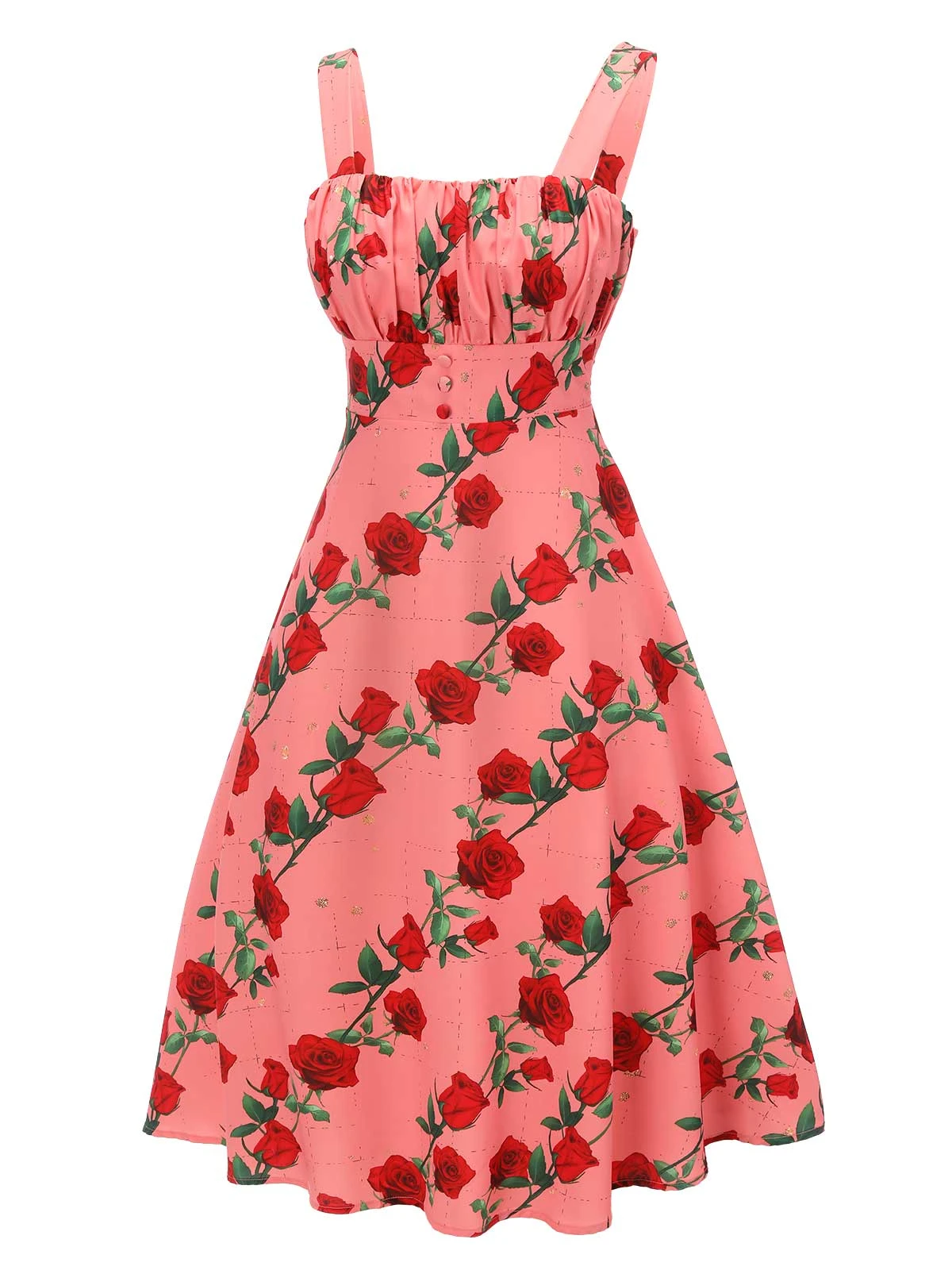 High Waist Suspenders Rose Dress 3 High Waist Suspenders Rose Dress - Image 3