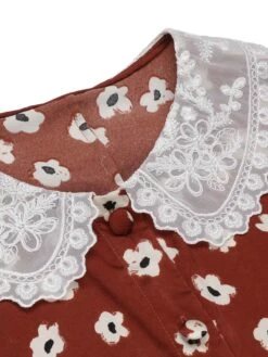 Red 1960s Floral Puff Sleeve Flared Dress 11 Red 1960s Floral Puff Sleeve Flared Dress -Candi Clothing Shop SCH000715 4 compressed