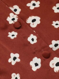 Red 1960s Floral Puff Sleeve Flared Dress 12 Red 1960s Floral Puff Sleeve Flared Dress -Candi Clothing Shop SCH000715 5 compressed