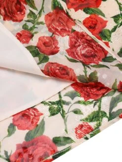 Red 1940s Rose V-Neck Swing Dress 12 Red 1940s Rose V-Neck Swing Dress -Candi Clothing Shop SCH000861 5