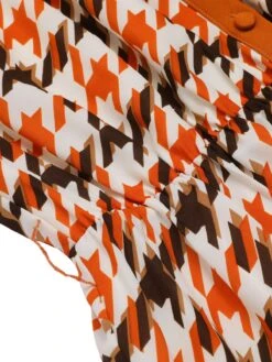 Orange 1940s Houndstooth Doll Collar Dress -Candi Clothing Shop SCH000864 5